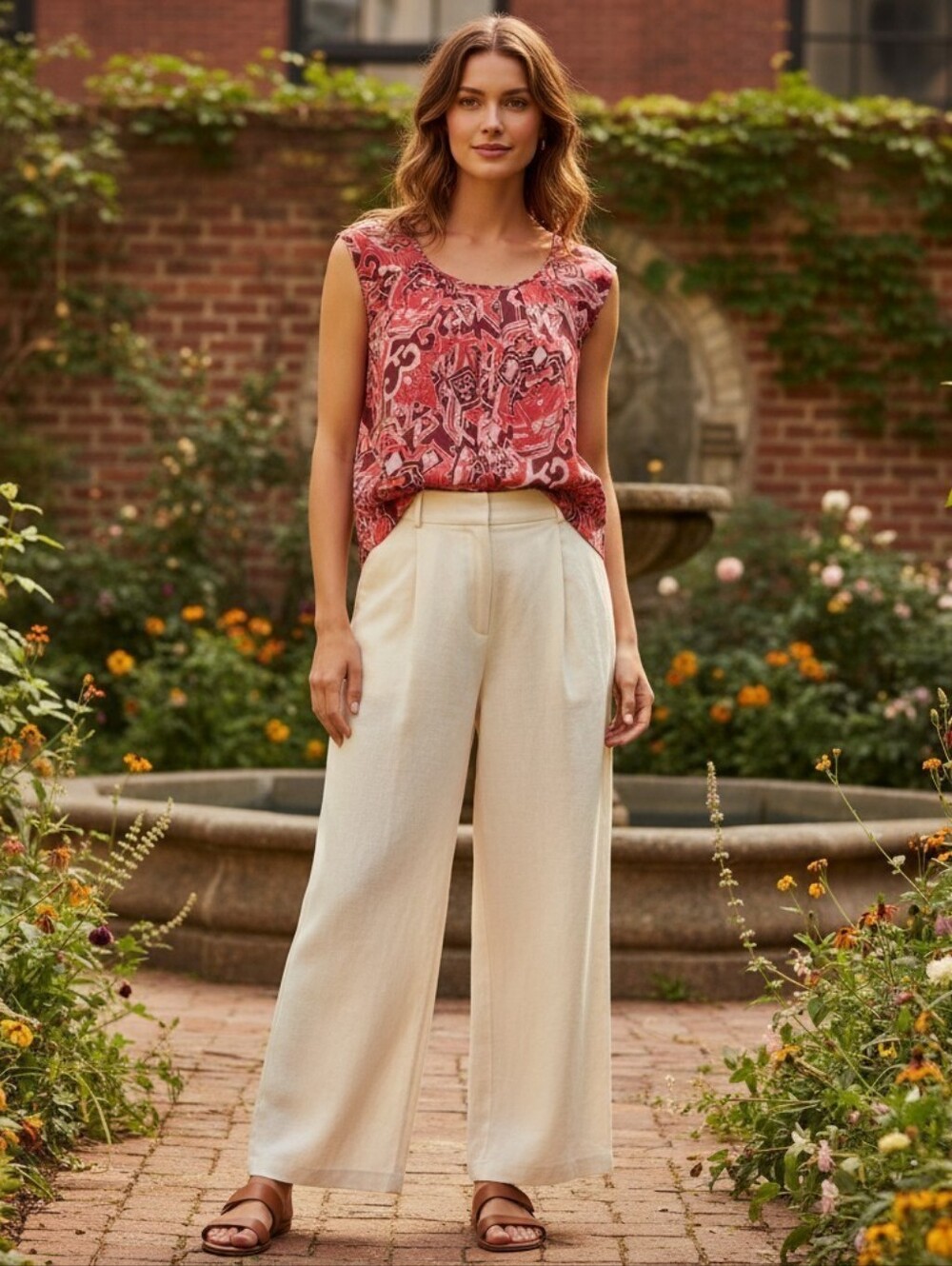Calvin Klein Pink Abstract Flowy Breathable Pleated Blouse Top XS